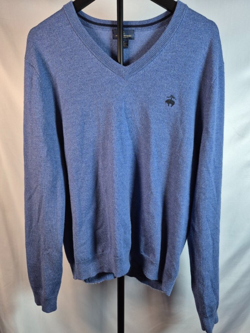 Brooks Brothers Extra Fine Merino Wool V-Neck Sweater Men's Medium Blue